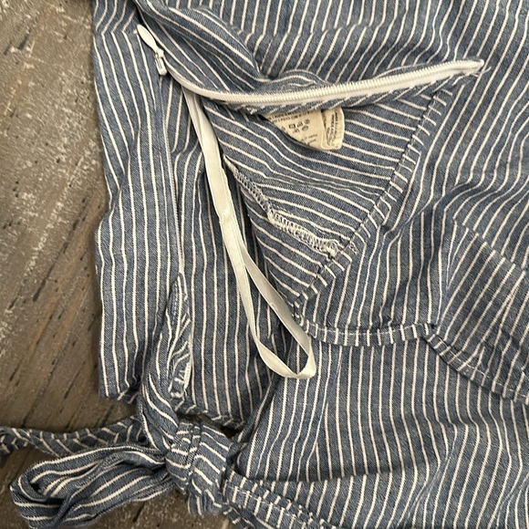 Free People Get Down Blue Striped One Shoulder Crop Top - Picture 8 of 8